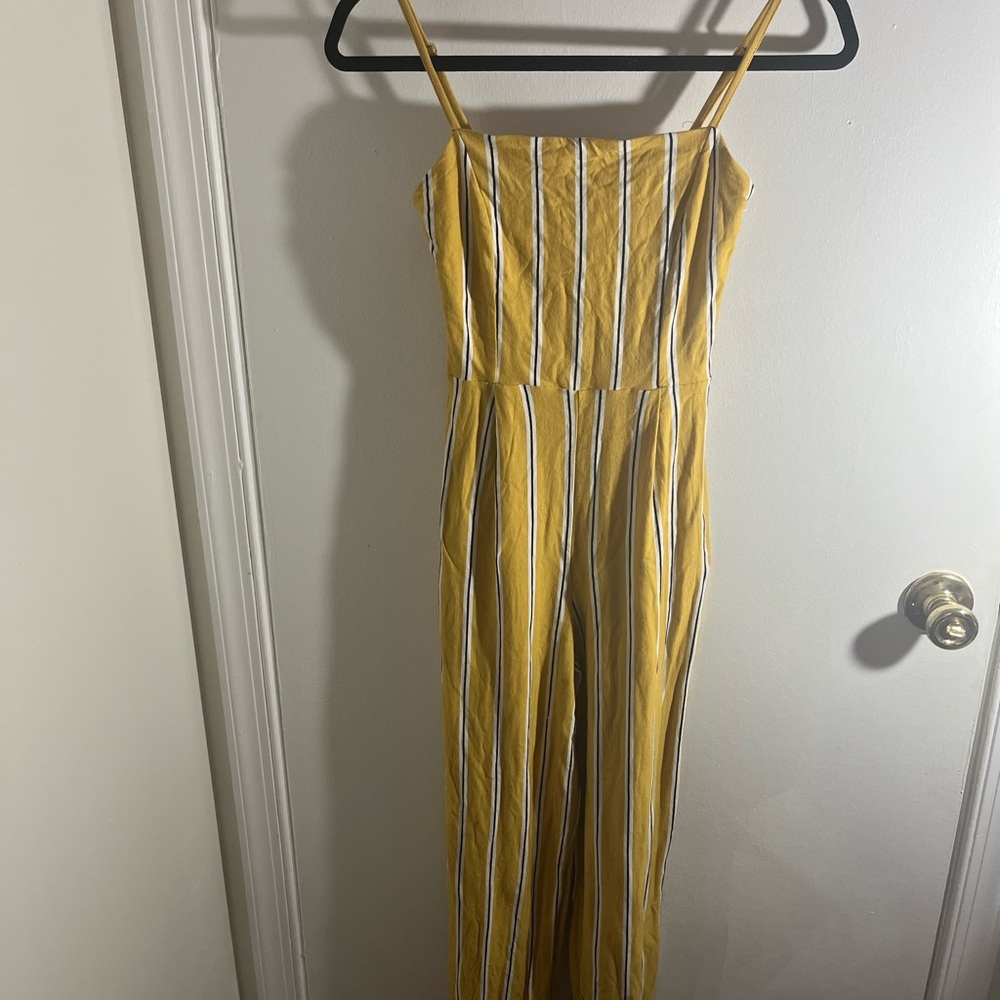 Bershka Yellow Striped Jumpsuit - Picture 2 of 6